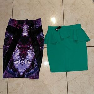 Purple and Black Patterned Skirt